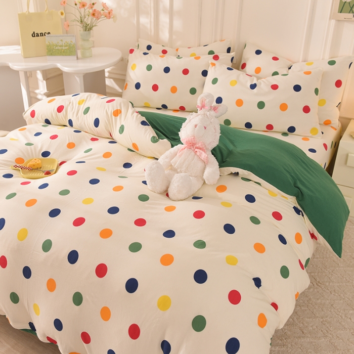 91家纺网 家纺一手货源 找家纺 甜之梦 2025新款针织棉印花四件套 流星点点