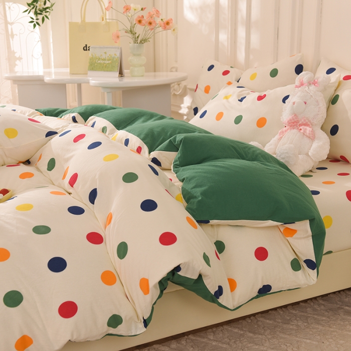 91家纺网 家纺一手货源 找家纺 甜之梦 2025新款针织棉印花四件套 流星点点