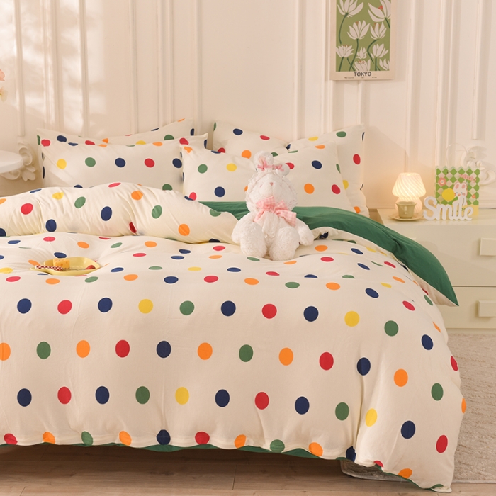 91家纺网 家纺一手货源 找家纺 甜之梦 2025新款针织棉印花四件套 流星点点