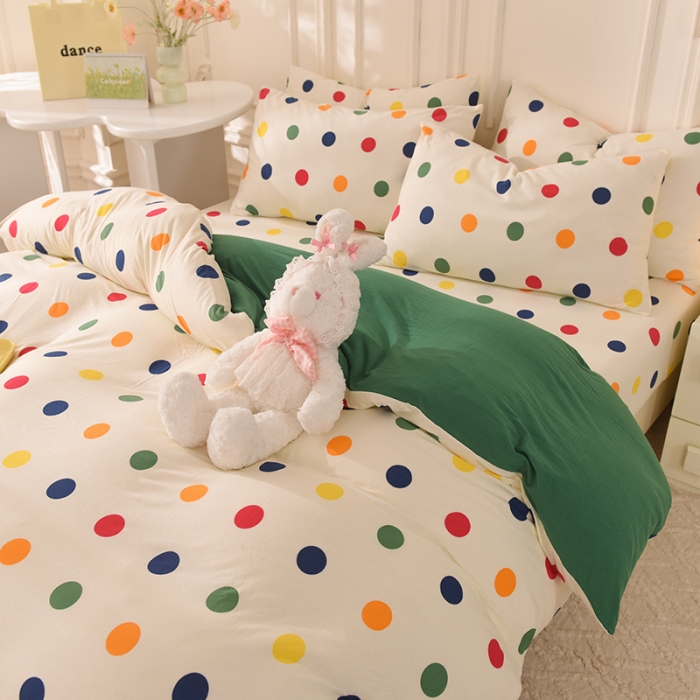 91家纺网 家纺一手货源 找家纺 甜之梦 2025新款针织棉印花四件套 流星点点