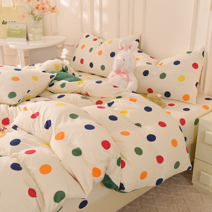 91家纺网 家纺一手货源 找家纺 甜之梦 2025新款针织棉印花四件套 流星点点