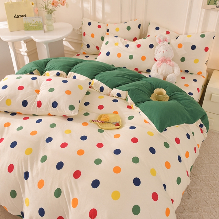 91家纺网 家纺一手货源 找家纺 甜之梦 2025新款针织棉印花四件套 流星点点