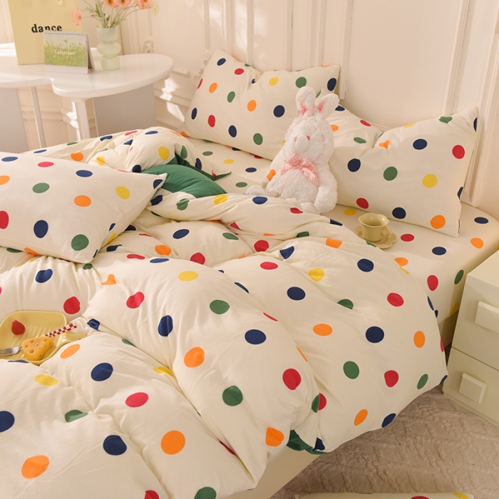 91家纺网 家纺一手货源 找家纺 甜之梦 2025新款针织棉印花四件套 流星点点