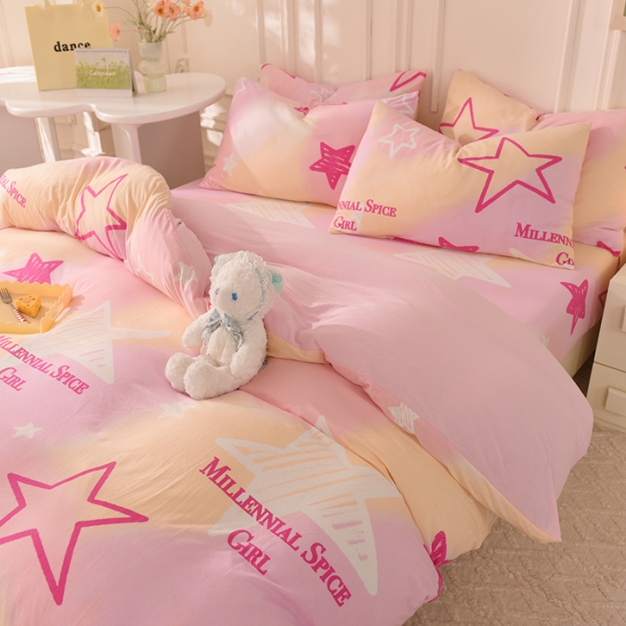 91家纺网 家纺一手货源 找家纺 甜之梦 2025新款针织棉印花四件套 星星的约定