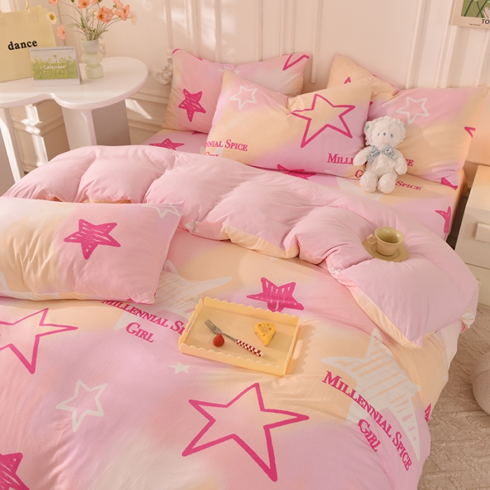 91家纺网 家纺一手货源 找家纺 甜之梦 2025新款针织棉印花四件套 星星的约定