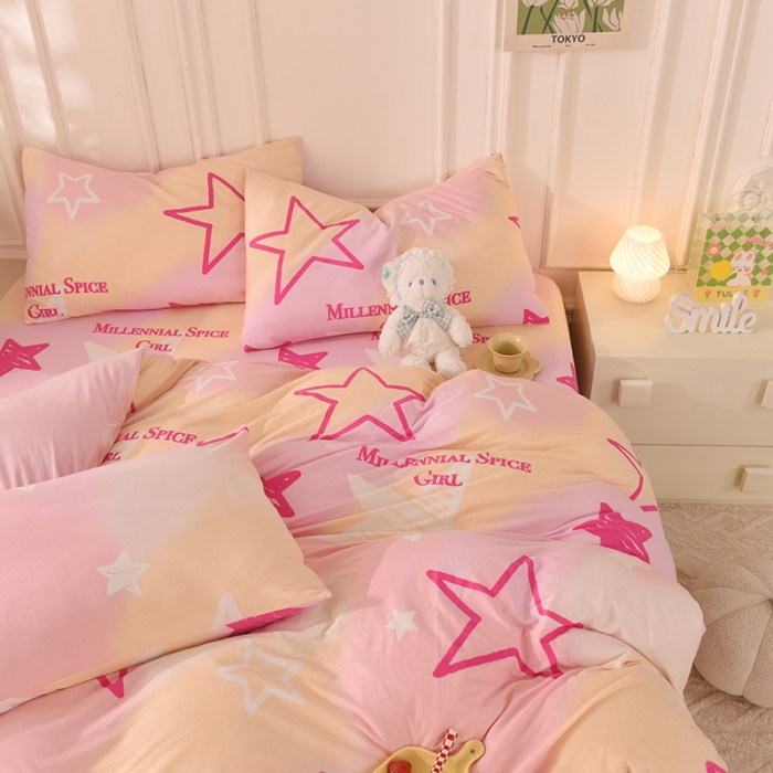 91家纺网 家纺一手货源 找家纺 甜之梦 2025新款针织棉印花四件套 星星的约定