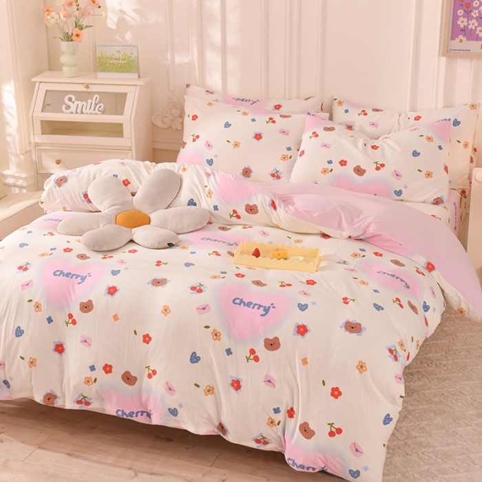 91家纺网 家纺一手货源 找家纺 甜之梦 2025新款针织棉印花四件套 幸运熊