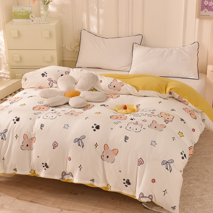 91家纺网 家纺一手货源 找家纺 （总）甜之梦 2025新款针织棉印花单品被套（定制任何尺寸）