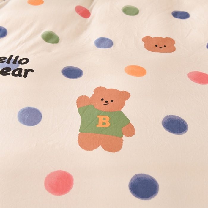 91家纺网 家纺一手货源 找家纺 甜之梦 2025新款针织棉印花单品被套 波点熊