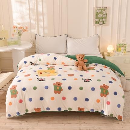 甜之梦 2025新款针织棉印花单品被套 波点熊