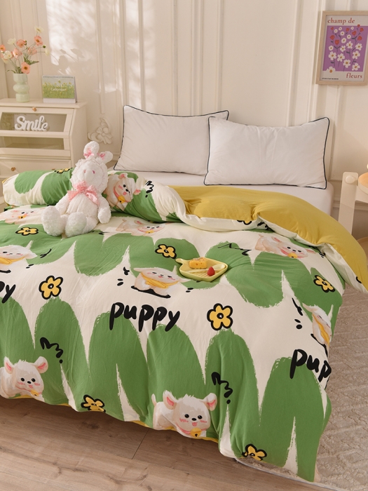 91家纺网 家纺一手货源 找家纺 甜之梦 2025新款针织棉印花单品被套 哈基米