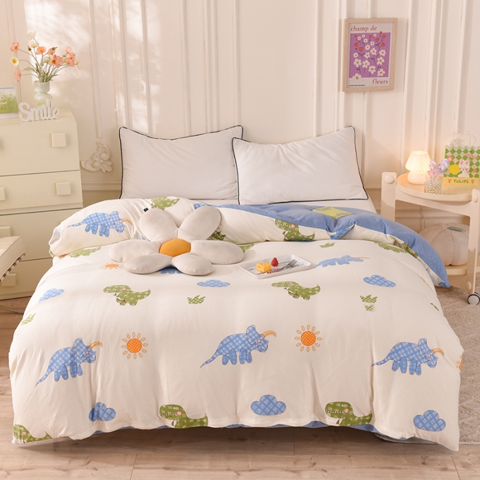 91家纺网 家纺一手货源 找家纺 甜之梦 2025新款针织棉印花单品被套 恐龙乐园