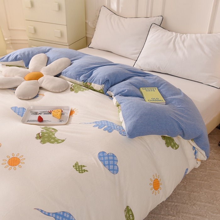 91家纺网 家纺一手货源 找家纺 甜之梦 2025新款针织棉印花单品被套 恐龙乐园