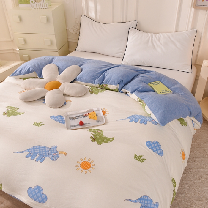 91家纺网 家纺一手货源 找家纺 甜之梦 2025新款针织棉印花单品被套 恐龙乐园