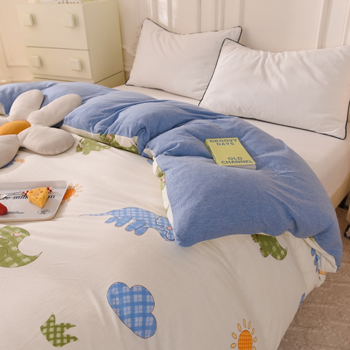 91家纺网 家纺一手货源 找家纺 甜之梦 2025新款针织棉印花单品被套 恐龙乐园