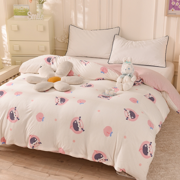 91家纺网 家纺一手货源 找家纺 甜之梦 2025新款针织棉印花单品被套 蜜桃牛奶