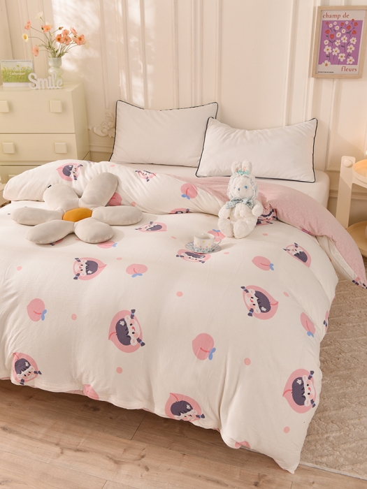 91家纺网 家纺一手货源 找家纺 甜之梦 2025新款针织棉印花单品被套 蜜桃牛奶