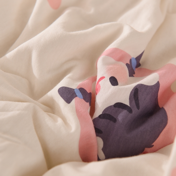 91家纺网 家纺一手货源 找家纺 甜之梦 2025新款针织棉印花单品被套 蜜桃牛奶