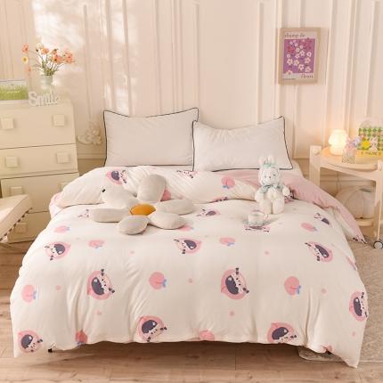 甜之梦 2025新款针织棉印花单品被套 蜜桃牛奶