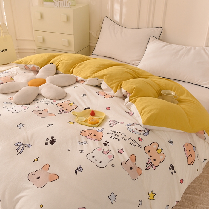 91家纺网 家纺一手货源 找家纺 甜之梦 2025新款针织棉印花单品被套 派对小兔