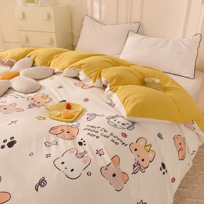 91家纺网 家纺一手货源 找家纺 甜之梦 2025新款针织棉印花单品被套 派对小兔