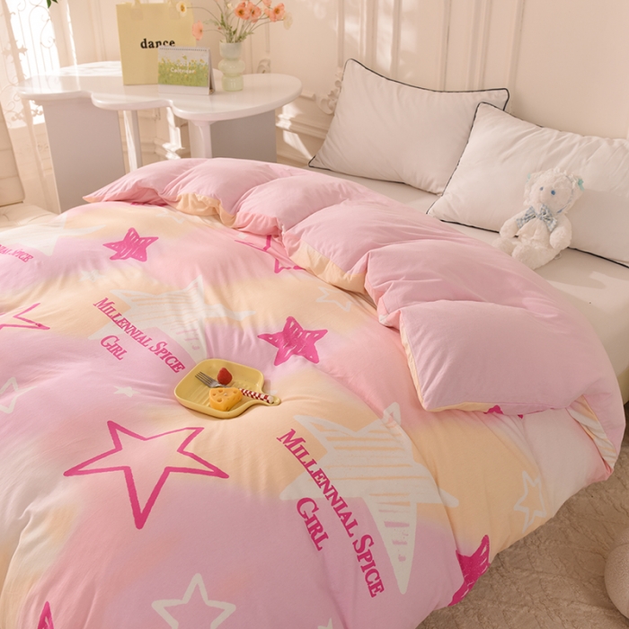 91家纺网 家纺一手货源 找家纺 甜之梦 2025新款针织棉印花单品被套 星星的约定