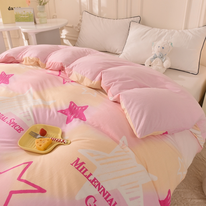 91家纺网 家纺一手货源 找家纺 甜之梦 2025新款针织棉印花单品被套 星星的约定