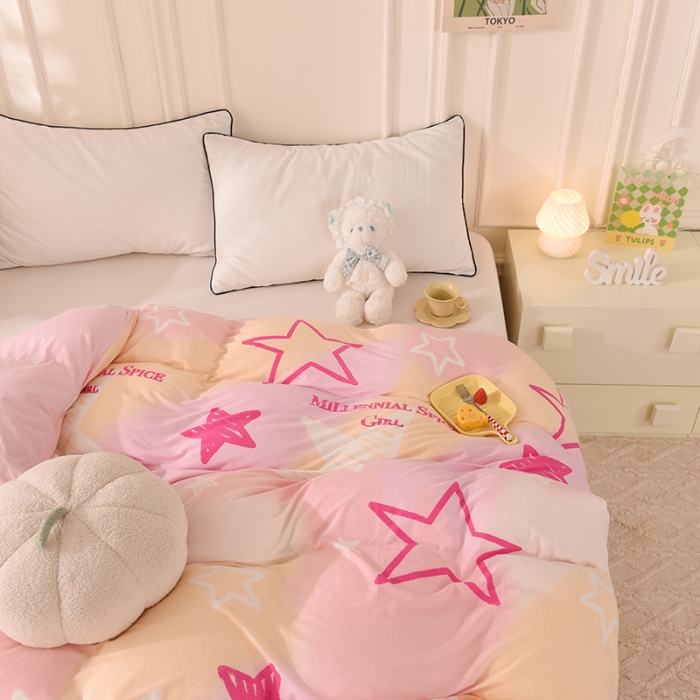 91家纺网 家纺一手货源 找家纺 甜之梦 2025新款针织棉印花单品被套 星星的约定