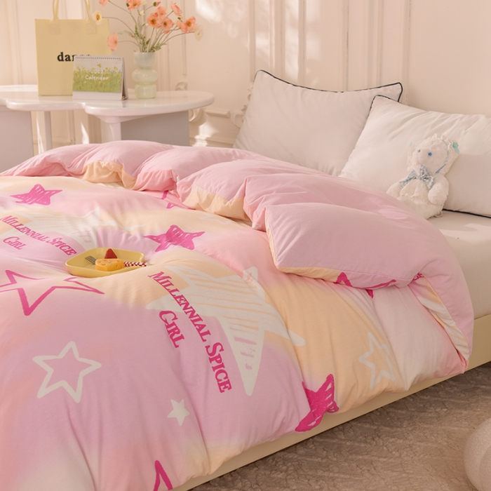 91家纺网 家纺一手货源 找家纺 甜之梦 2025新款针织棉印花单品被套 星星的约定