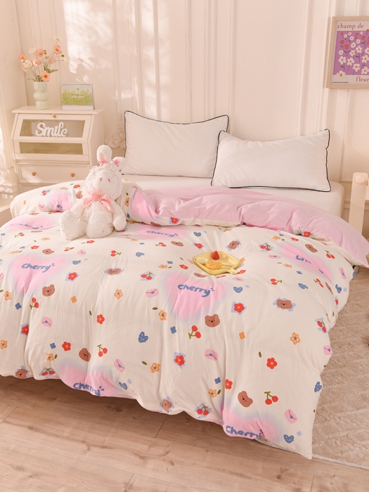 91家纺网 家纺一手货源 找家纺 甜之梦 2025新款针织棉印花单品被套 幸运熊