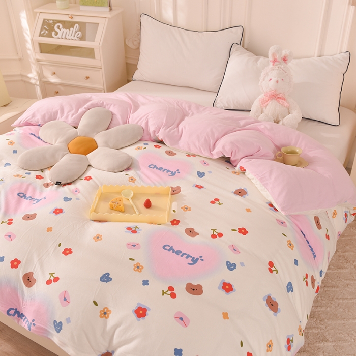 91家纺网 家纺一手货源 找家纺 甜之梦 2025新款针织棉印花单品被套 幸运熊