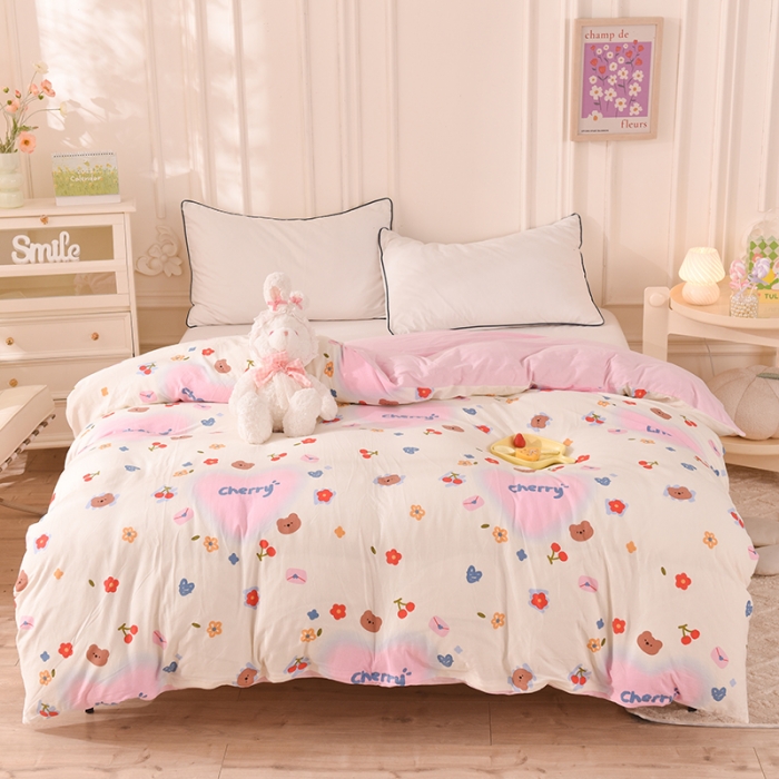 91家纺网 家纺一手货源 找家纺 甜之梦 2025新款针织棉印花单品被套 幸运熊