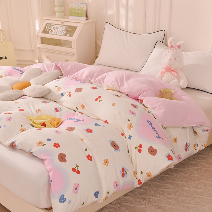 91家纺网 家纺一手货源 找家纺 甜之梦 2025新款针织棉印花单品被套 幸运熊