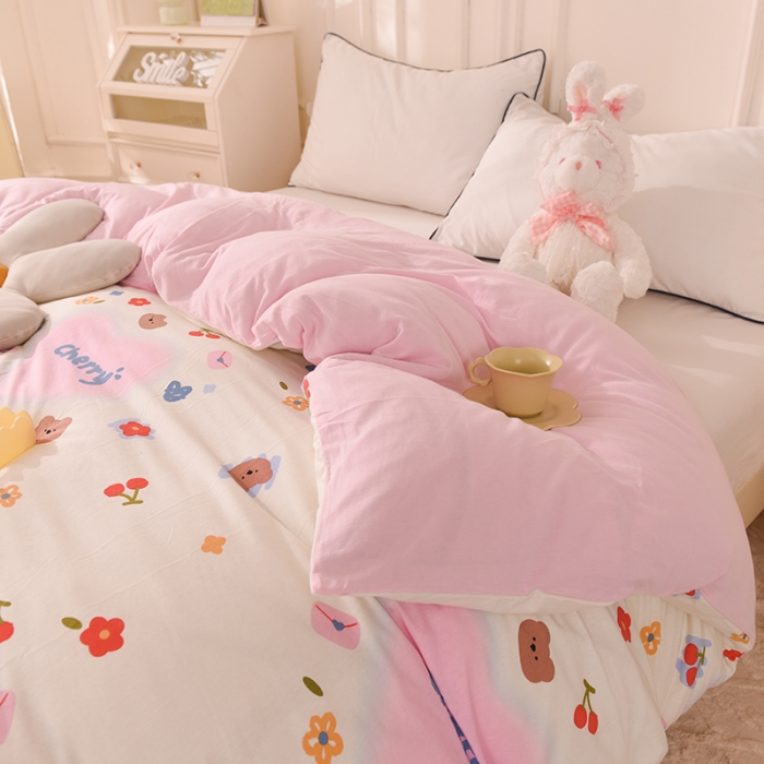 91家纺网 家纺一手货源 找家纺 甜之梦 2025新款针织棉印花单品被套 幸运熊