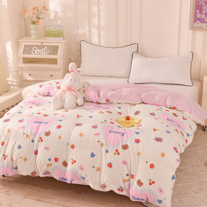 91家纺网 家纺一手货源 找家纺 甜之梦 2025新款针织棉印花单品被套 幸运熊