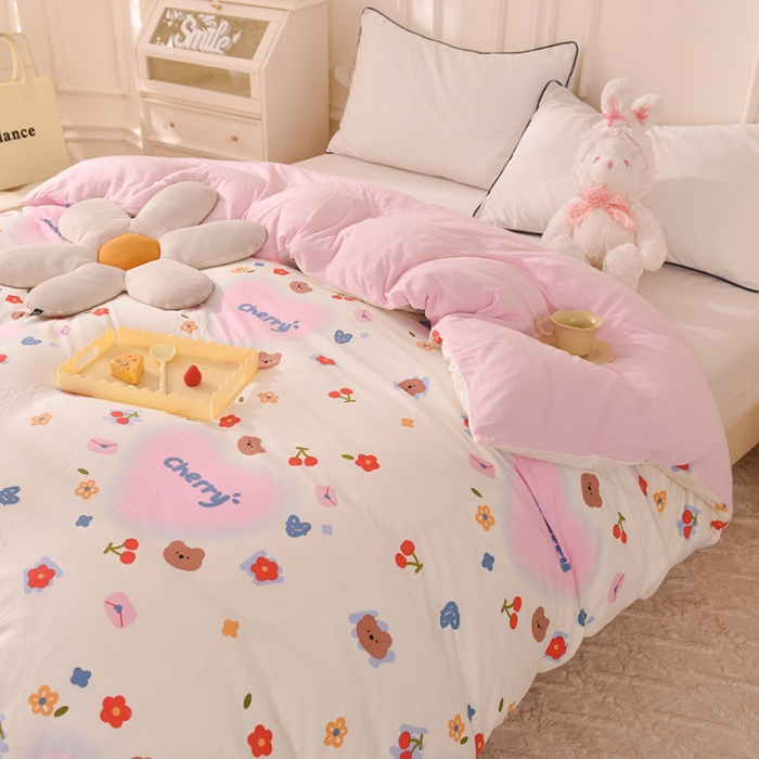 91家纺网 家纺一手货源 找家纺 甜之梦 2025新款针织棉印花单品被套 幸运熊