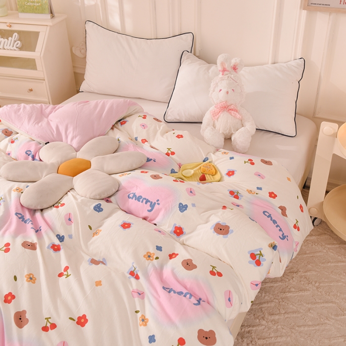 91家纺网 家纺一手货源 找家纺 甜之梦 2025新款针织棉印花单品被套 幸运熊