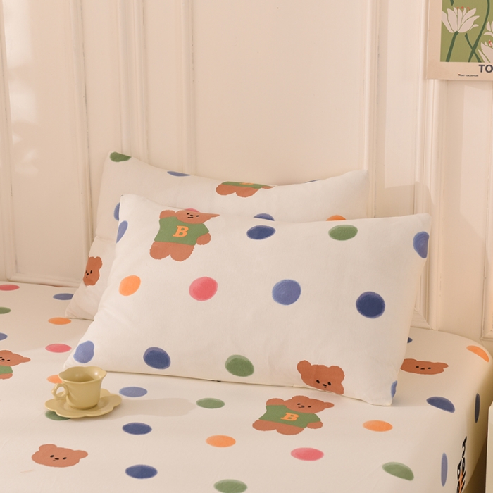 91家纺网 家纺一手货源 找家纺 甜之梦 2025新款针织棉印花单品枕套 波点熊