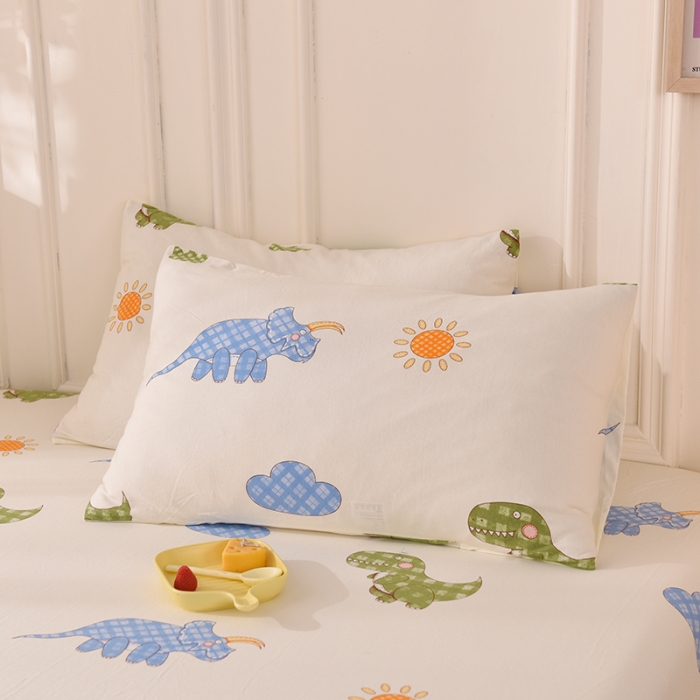 91家纺网 家纺一手货源 找家纺 甜之梦 2025新款针织棉印花单品枕套 恐龙乐园