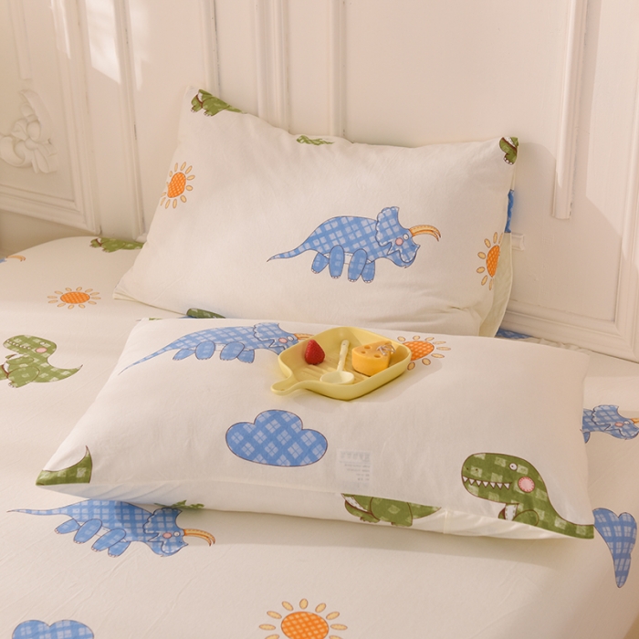 91家纺网 家纺一手货源 找家纺 甜之梦 2025新款针织棉印花单品枕套 恐龙乐园