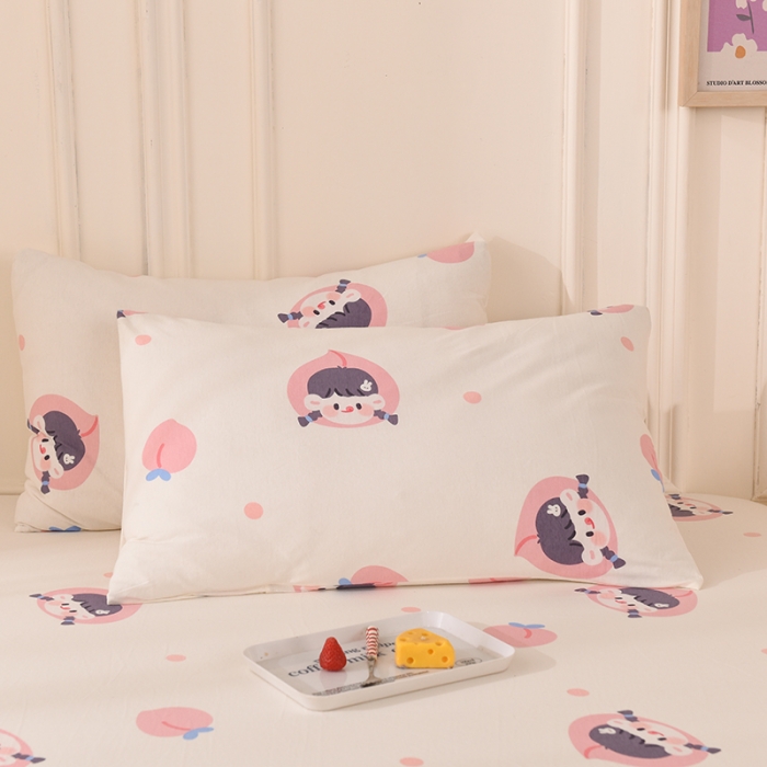 91家纺网 家纺一手货源 找家纺 甜之梦 2025新款针织棉印花单品枕套 蜜桃牛奶