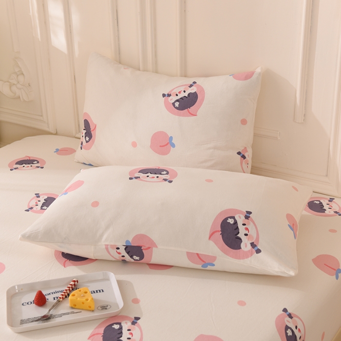 91家纺网 家纺一手货源 找家纺 甜之梦 2025新款针织棉印花单品枕套 蜜桃牛奶