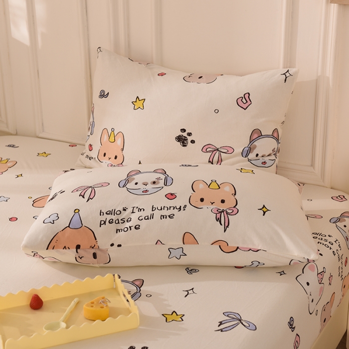 91家纺网 家纺一手货源 找家纺 甜之梦 2025新款针织棉印花单品枕套 派对小兔