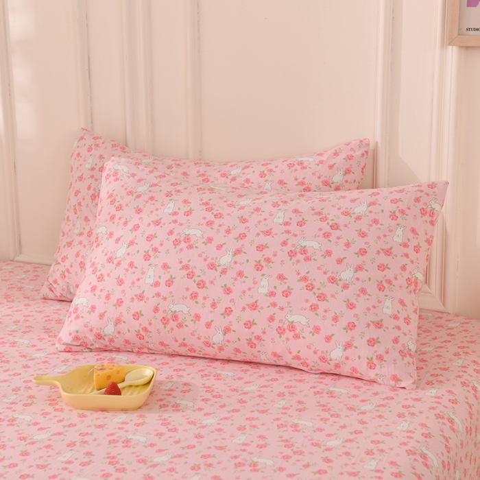 91家纺网 家纺一手货源 找家纺 甜之梦 2025新款针织棉印花单品枕套 小碎花粉