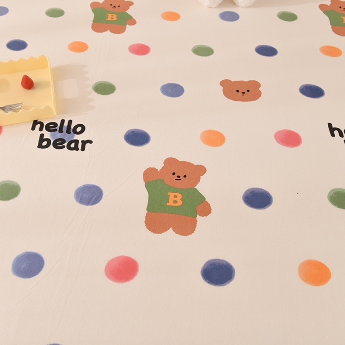 91家纺网 家纺一手货源 找家纺 甜之梦 2025新款针织棉印花单品床单 波点熊