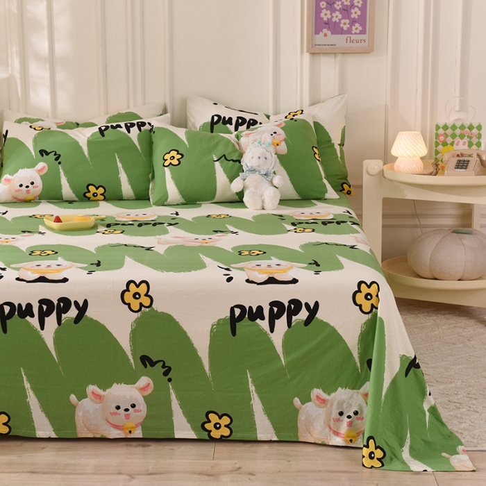 91家纺网 家纺一手货源 找家纺 甜之梦 2025新款针织棉印花单品床单 哈基米