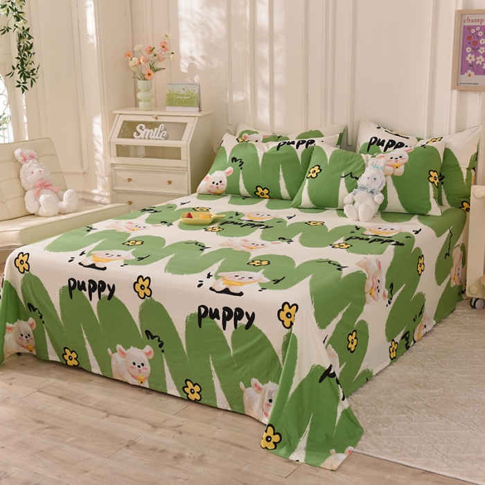 91家纺网 家纺一手货源 找家纺 甜之梦 2025新款针织棉印花单品床单 哈基米