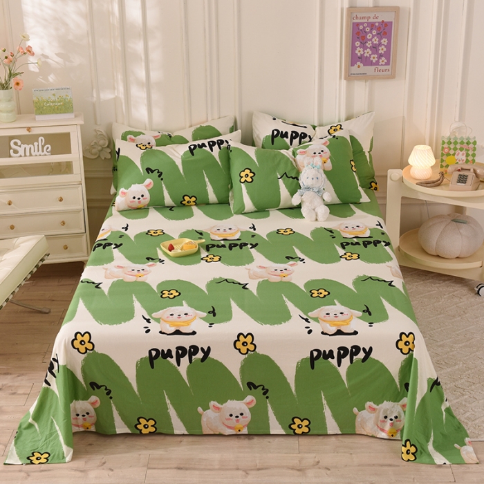 91家纺网 家纺一手货源 找家纺 甜之梦 2025新款针织棉印花单品床单 哈基米