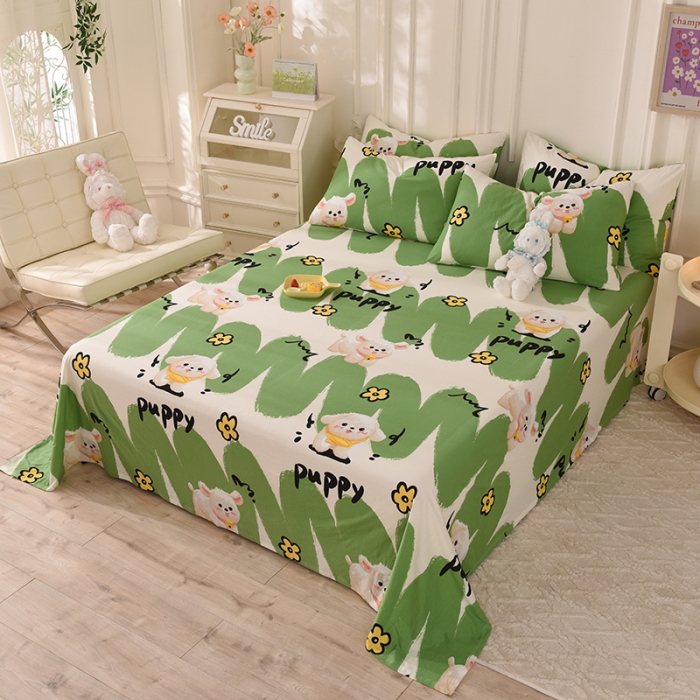 91家纺网 家纺一手货源 找家纺 甜之梦 2025新款针织棉印花单品床单 哈基米