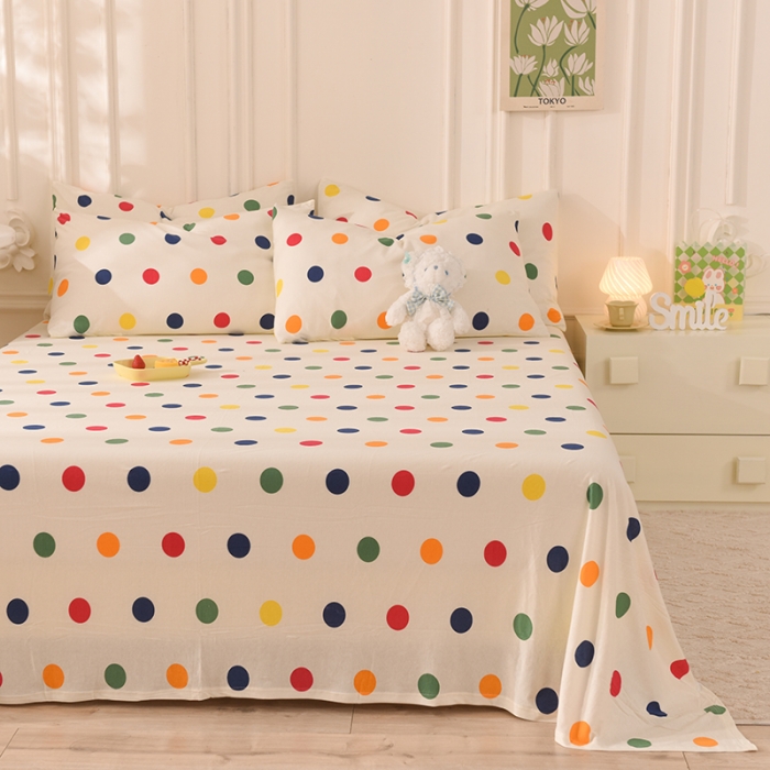 91家纺网 家纺一手货源 找家纺 甜之梦 2025新款针织棉印花单品床单 流星点点